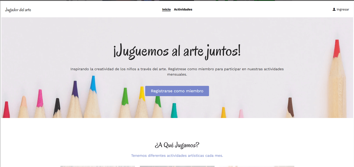 Plantilla de Art Player de Strikingly