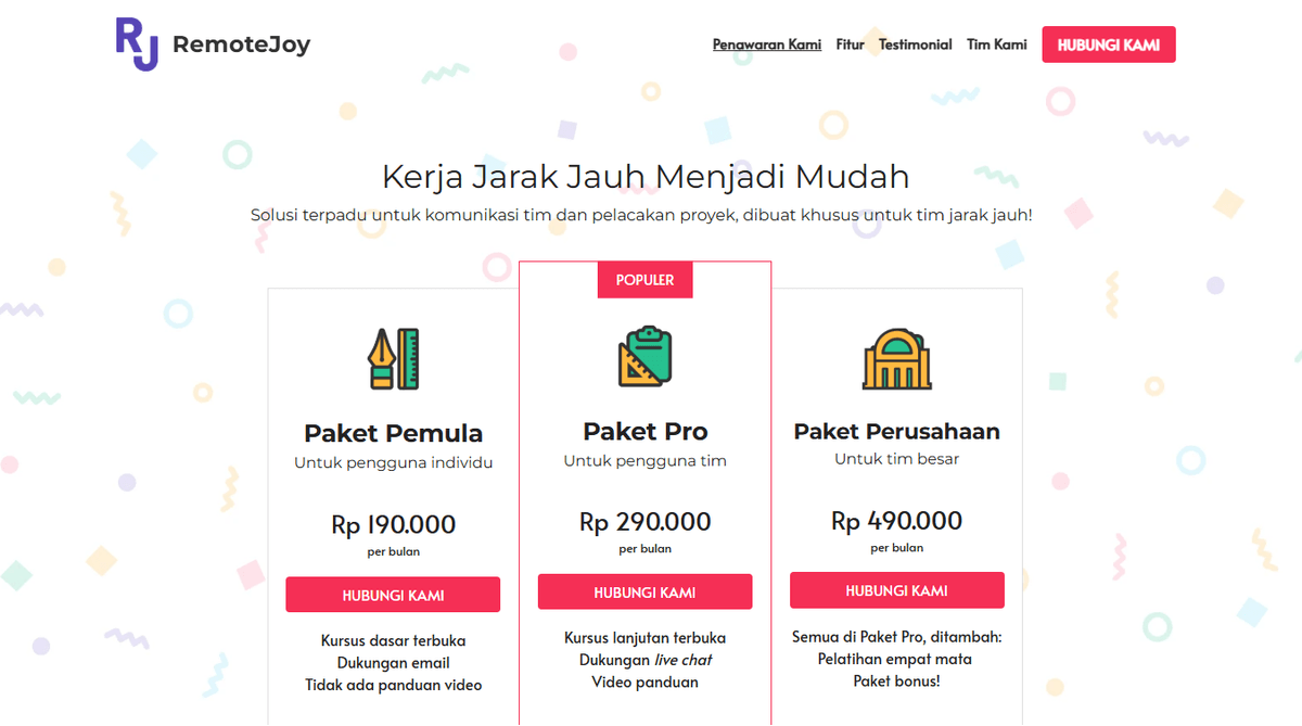 Templat Remote Joy dari Strikerly