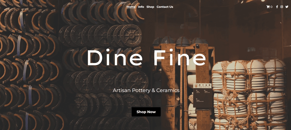 Plantilla Dine Fine de Strikingly