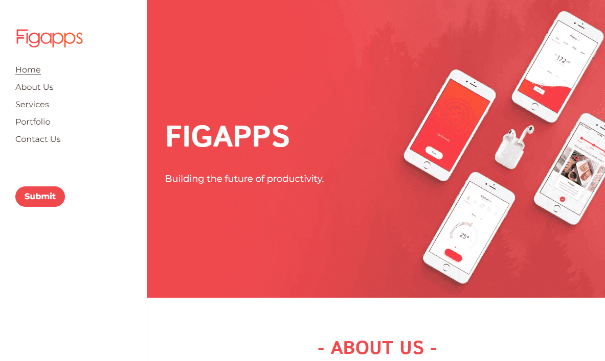 Plantilla FigApps de Strikingly