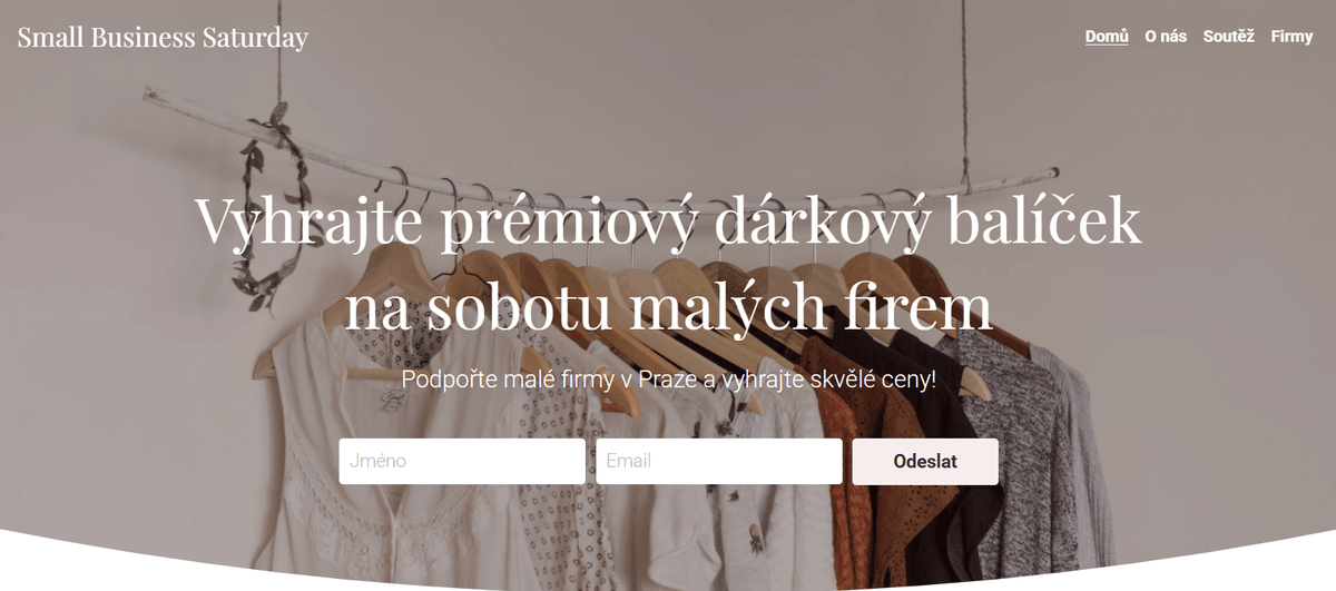 Šablona soutěže pro malé firmy od Strikingly
