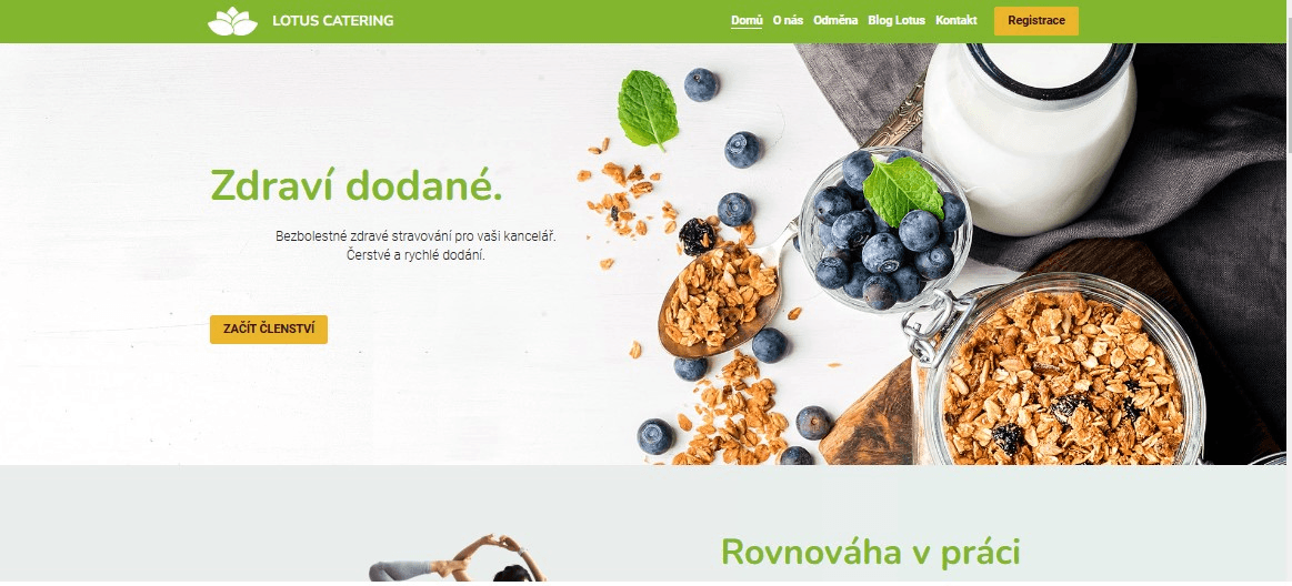 Šablona pro catering Lotus od Strikingly