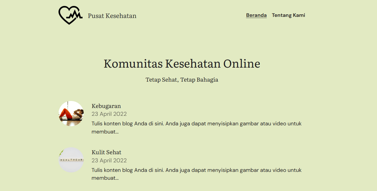 Templat Komunitas Kesehatan dari Strikerly