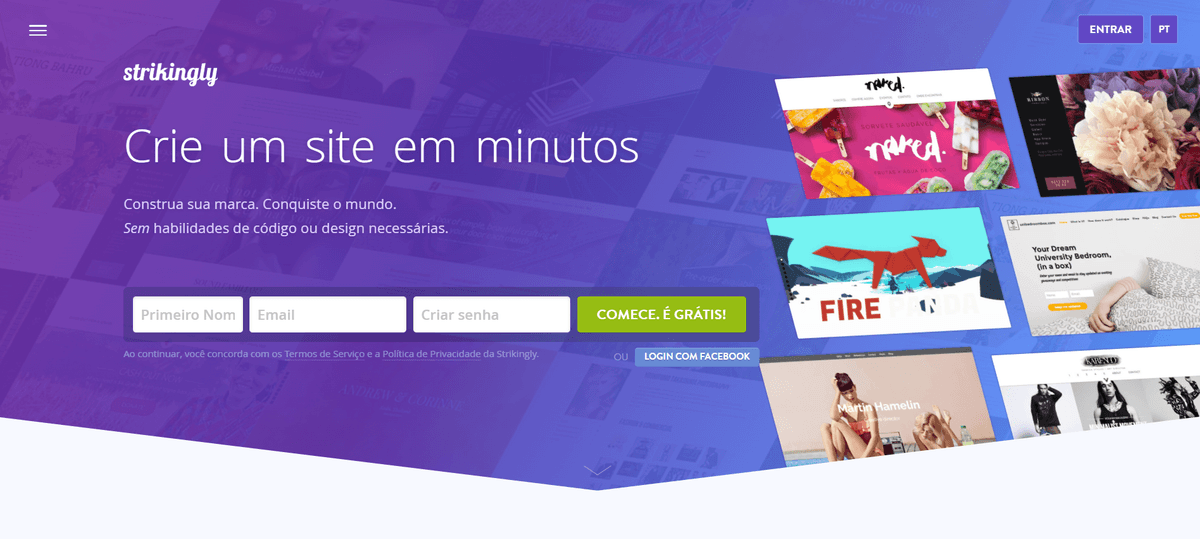 Página de destino impressionante