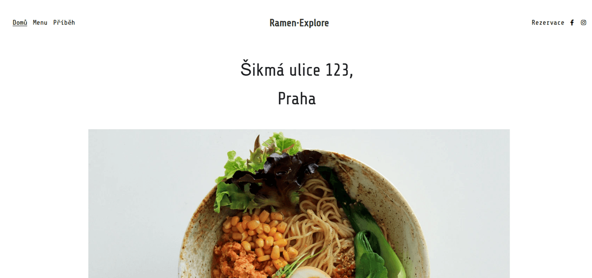 Šablona Ramen Explore od Strikingly