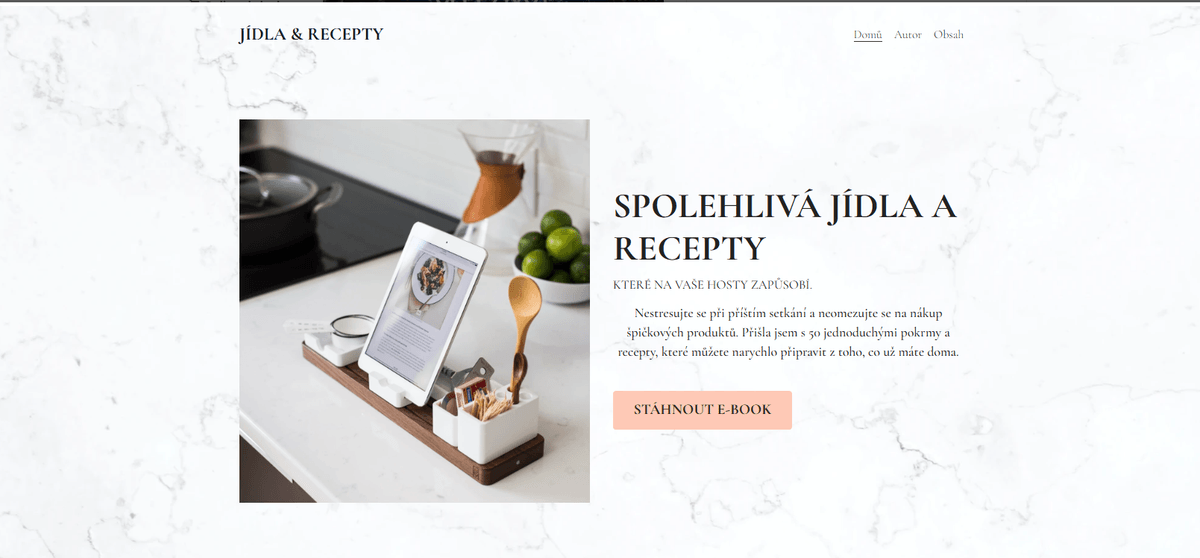 Nápady na magnety pro potenciální zákazníky: Šablona pokrmů a receptů od Strikingly