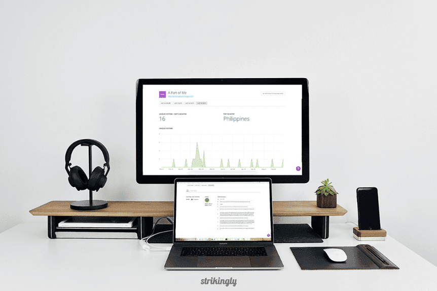 Tableau de bord analytique Strikingly