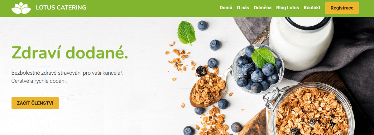 Šablona pro catering Lotus od Strikingly