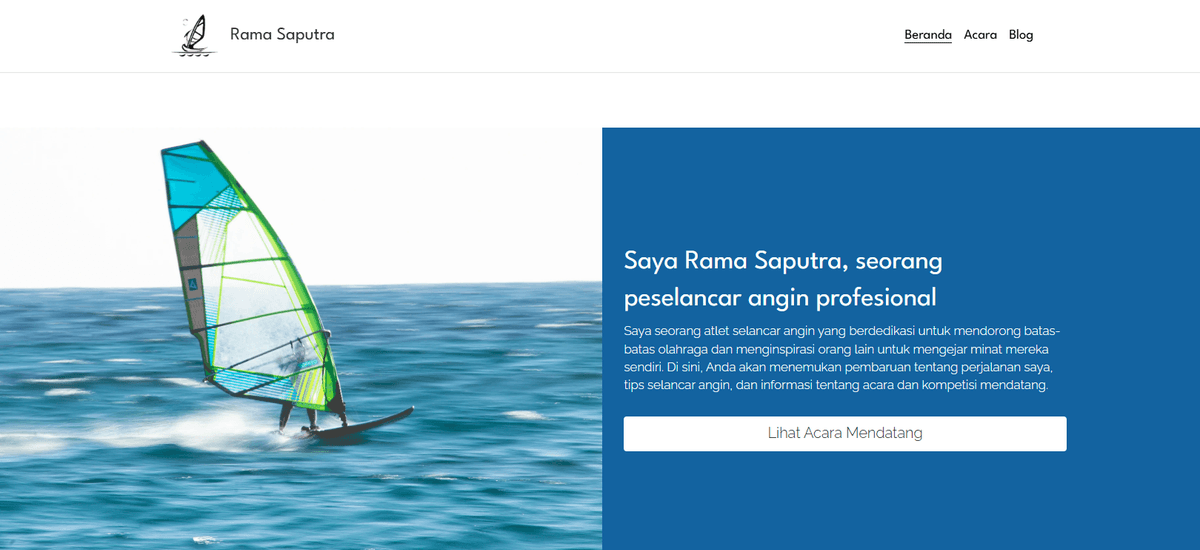 Templat Peselancar Angin dari Strikingly