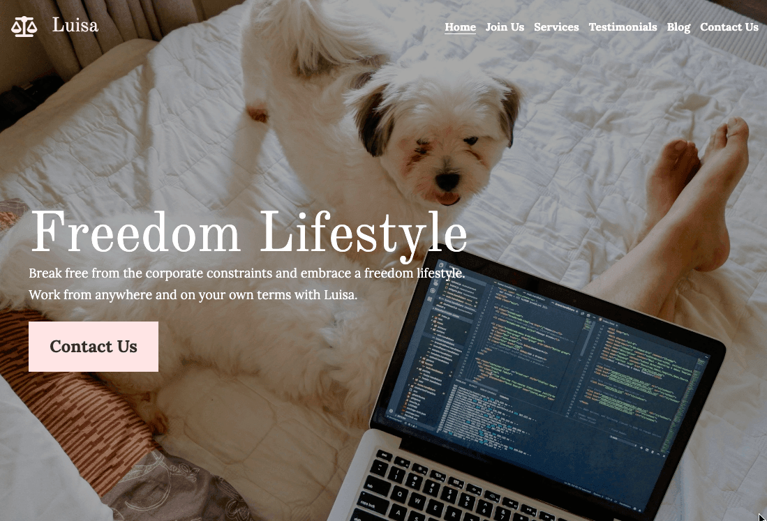 Template Gaya Hidup Bebas dari Strikingly