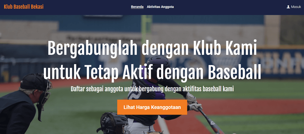 Templat Klub Bisbol dari Strikingly