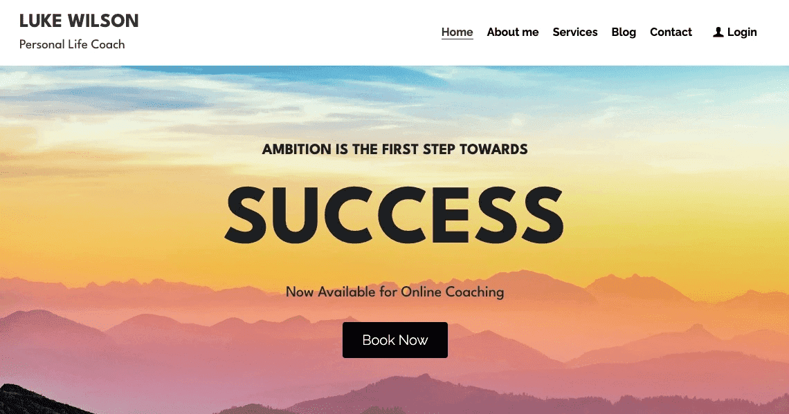 Šablona osobního kouče od Strikingly