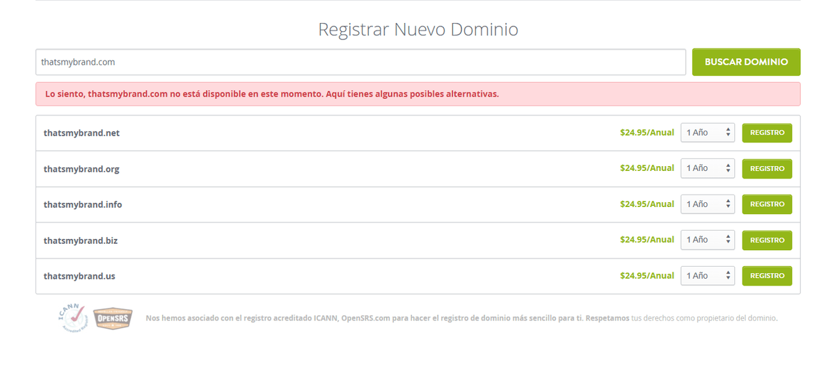 Página de registro de dominios de Strikingly