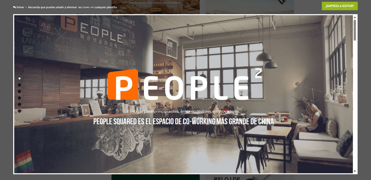 Plantilla de centro de Strikingly