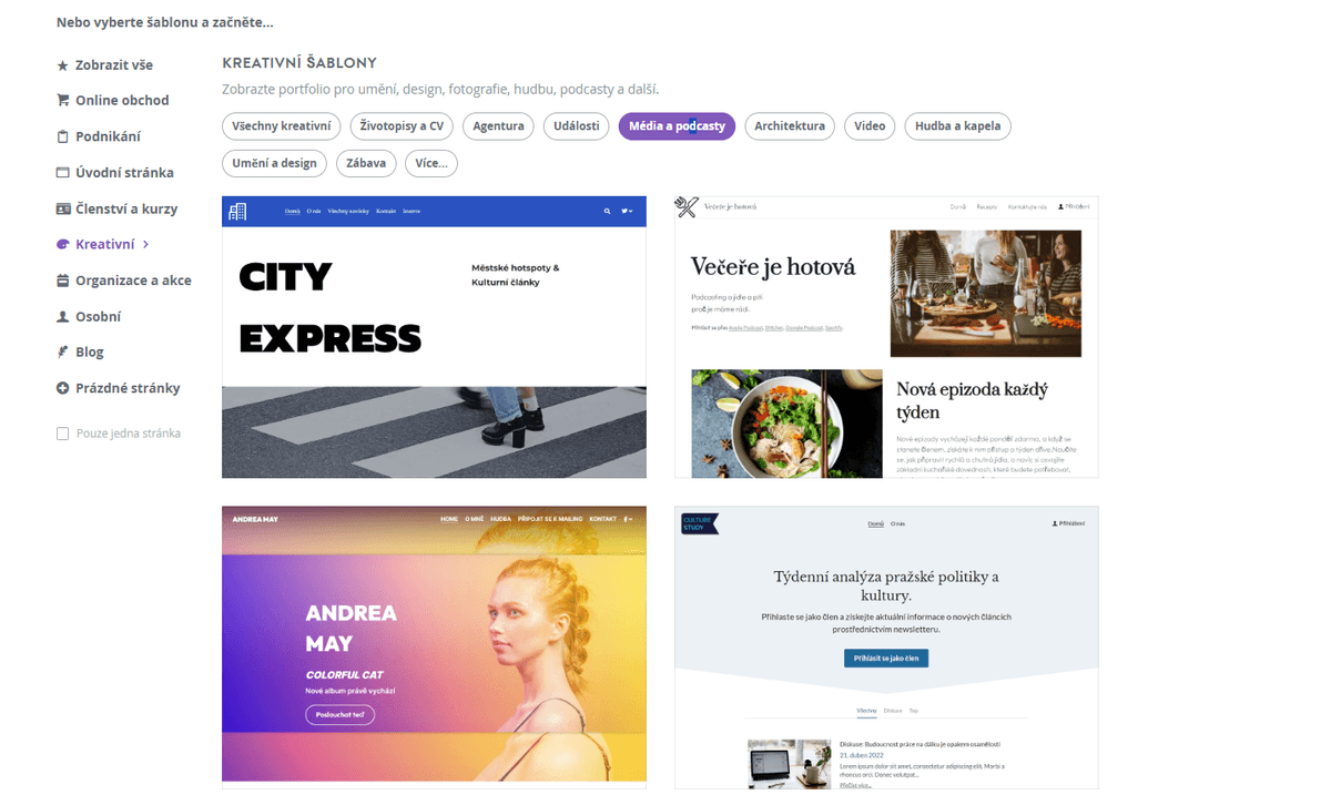 Jak začít s food blogem se Strikingly – Vyberte šablonu