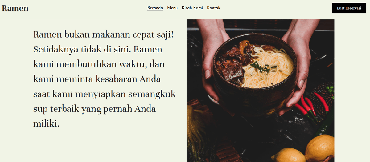 Template Restoran Ramen dari Strikerly