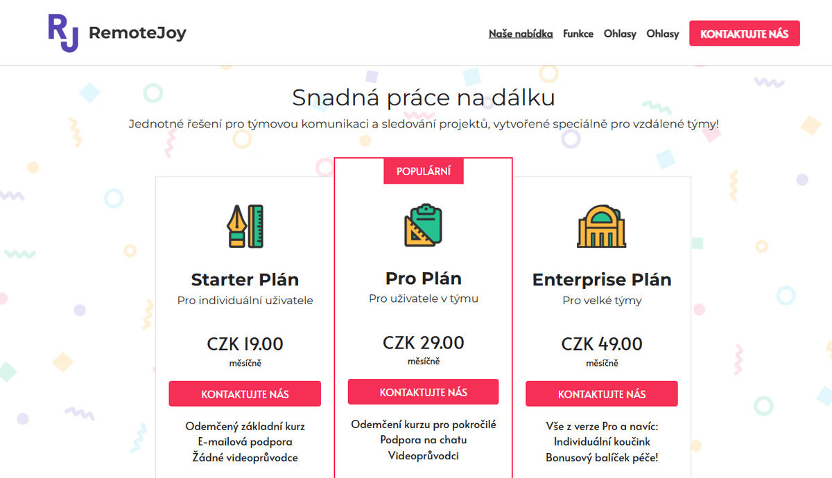 Šablona předplatného Remote Joy od Strikingly