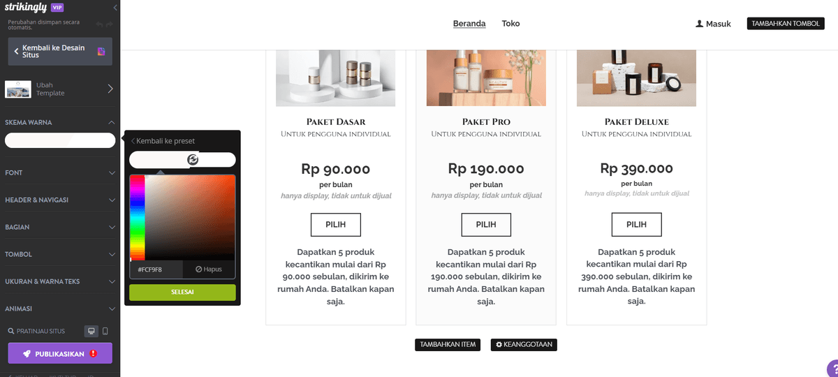 Fitur Gaya yang Mencolok
