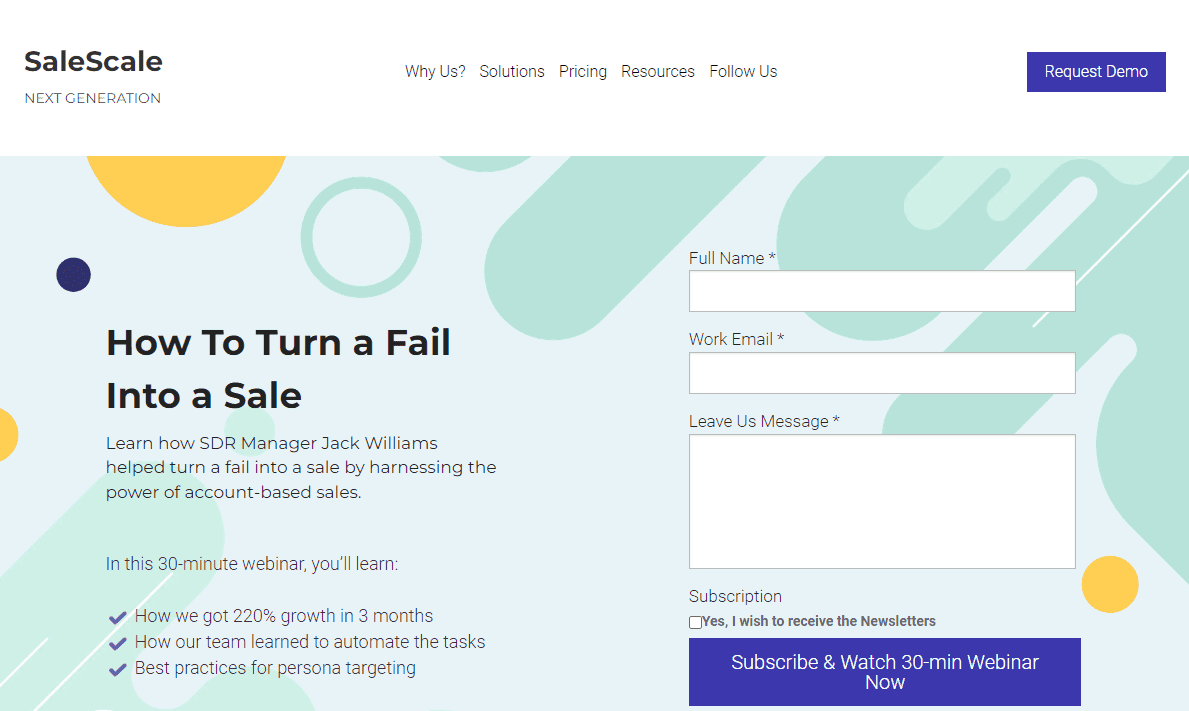Plantilla de seminario web de 30 minutos de Strikingly