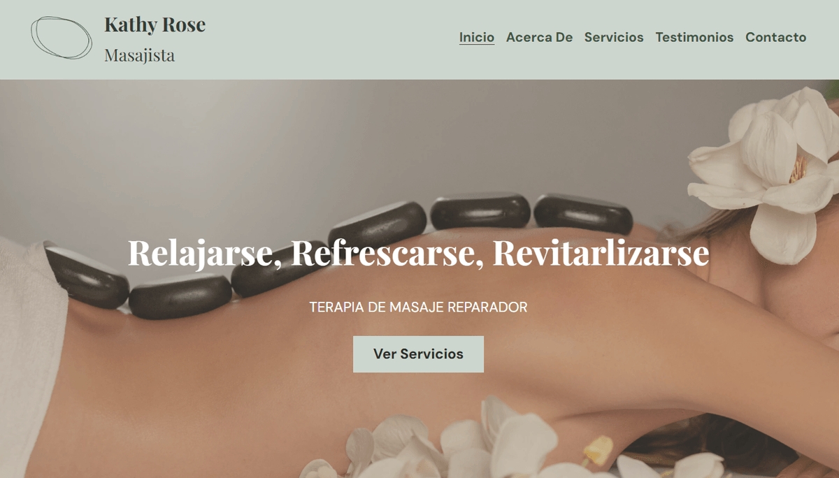 Plantilla de masajista terapéutico de Strikingly