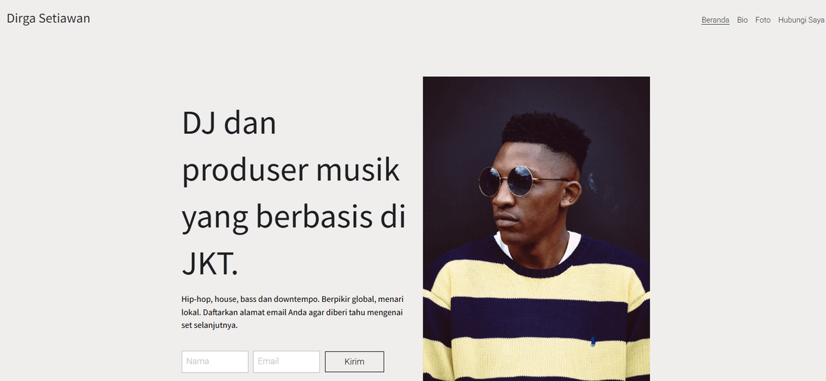 Template Website Musik DJ dari Strikingly
