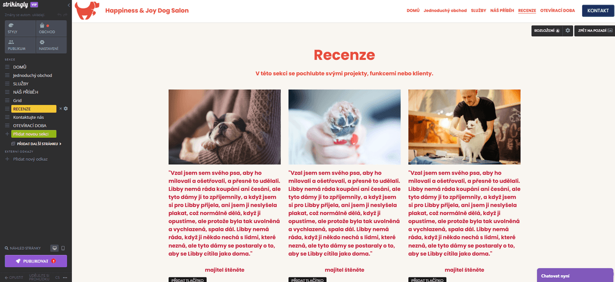 Tipy pro copywriting pro Strikingly - reference a sociální důkaz