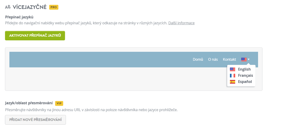Překvapivě vícejazyčný přepínač