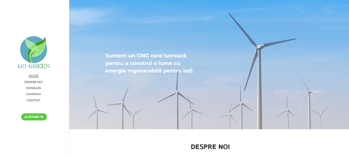 Șablonul GoGreen de la Strikingly