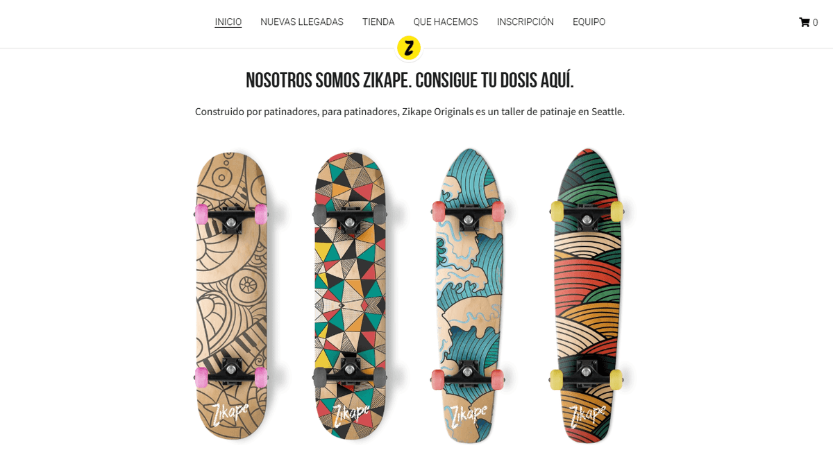 Plantilla de tienda Zikape de Strikingly