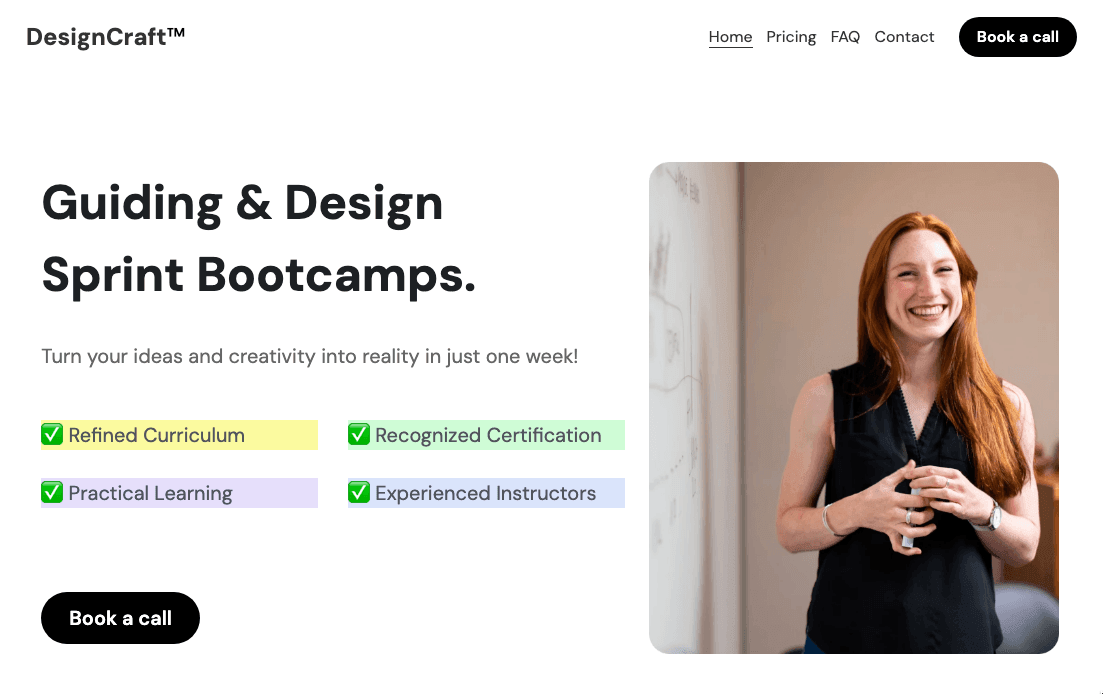 Template DesignCraft dari Strikingly