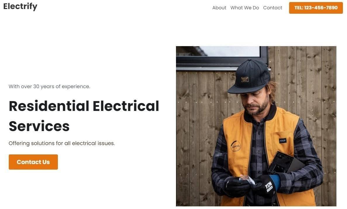 Plantilla de electrificación de Strikingly