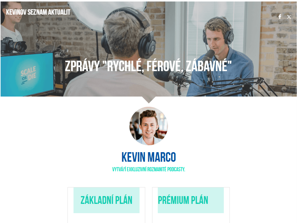 Šablona podcastů od Strikingly