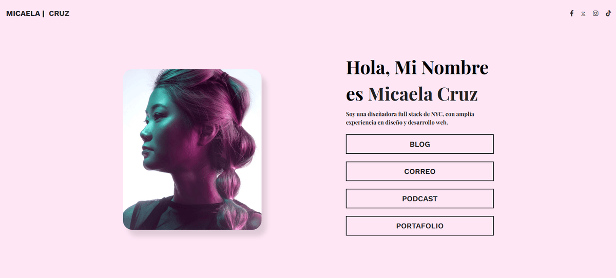 Plantilla de enlace biográfico de Strikingly