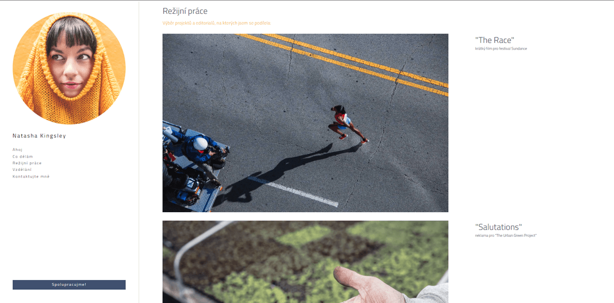 Elegantní šablona od Strikingly