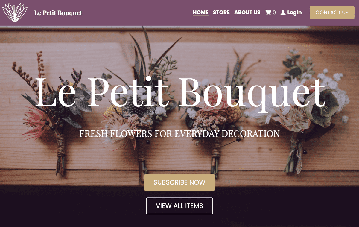 Plantilla Le Petit Bouquet de Strikingly