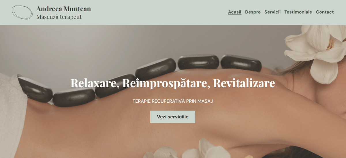 Șablon pentru terapeut de masaj de la Strikingly