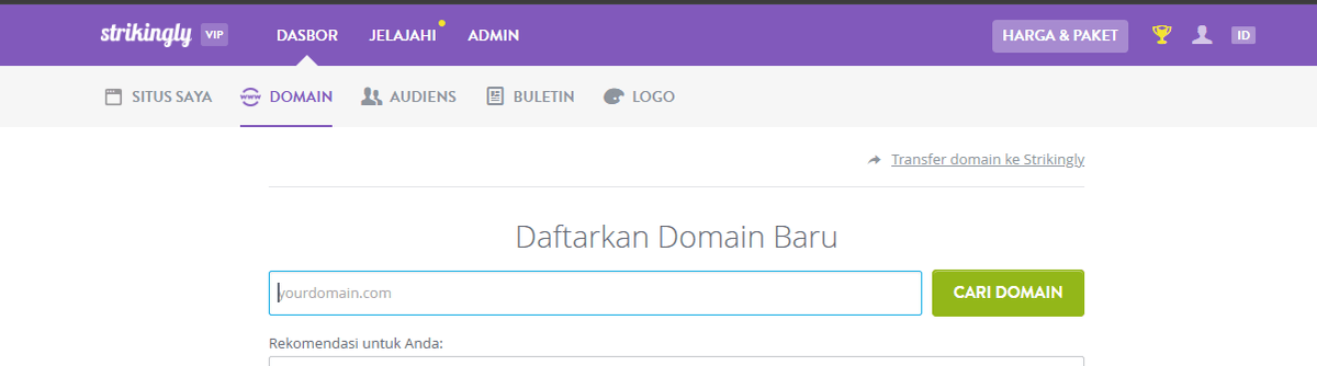 Strikingly - Membangun Website Musik - Integrasi Domain