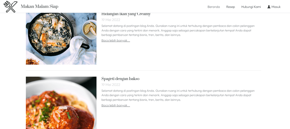 Templat Makan Malam Selesai dari Strikingly