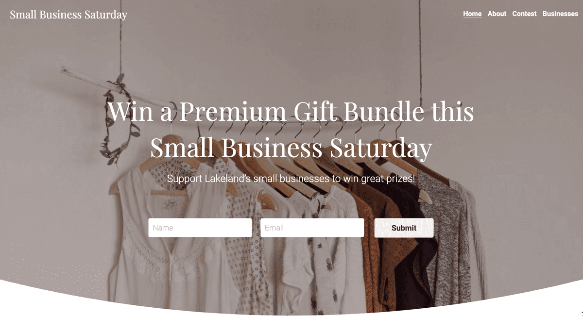 Plantilla de concurso para pequeñas empresas de Strikingly