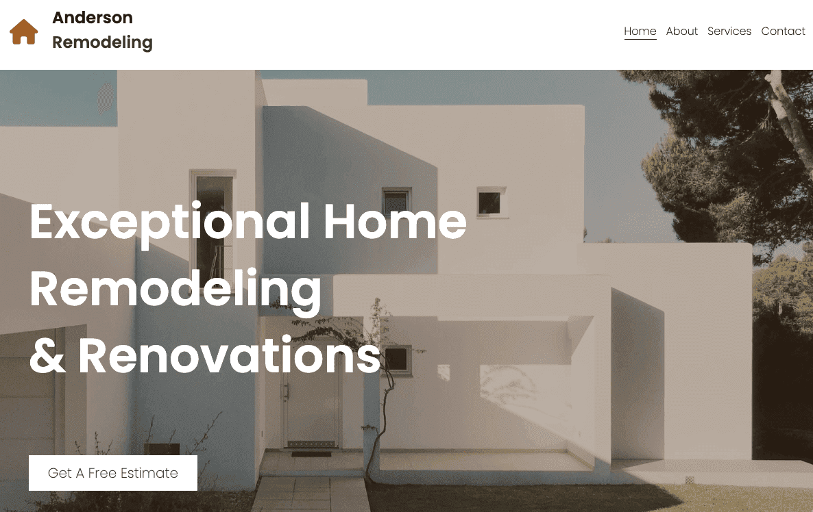 Plantilla de remodelación de viviendas de Strikingly