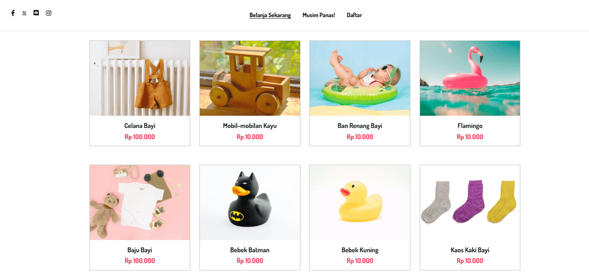 Template Toko Online Peggi dari Strikerly