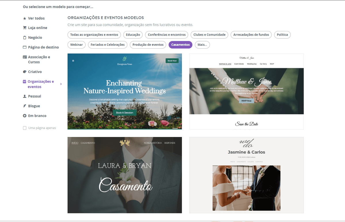 Como iniciar um blog de sucesso com o Strikingly - Escolha um modelo