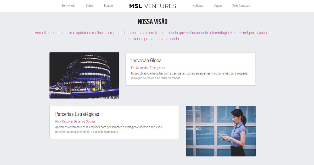 Modelo MSL Ventures da Strikingly
