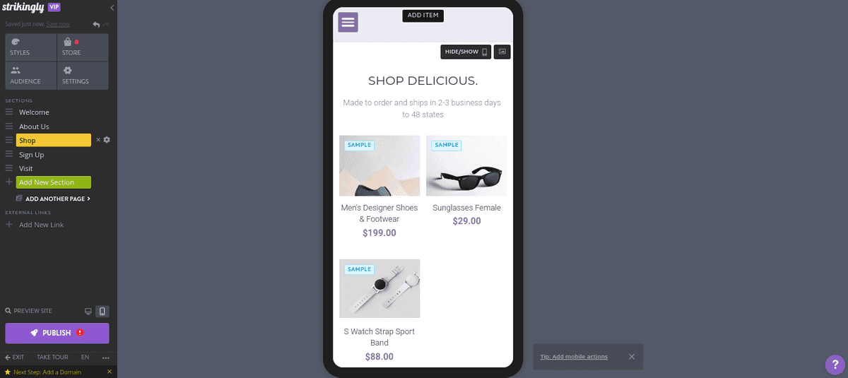 Strikingly - Výkonné řešení e-commerce pro růst podnikání - Mobilní responzivita