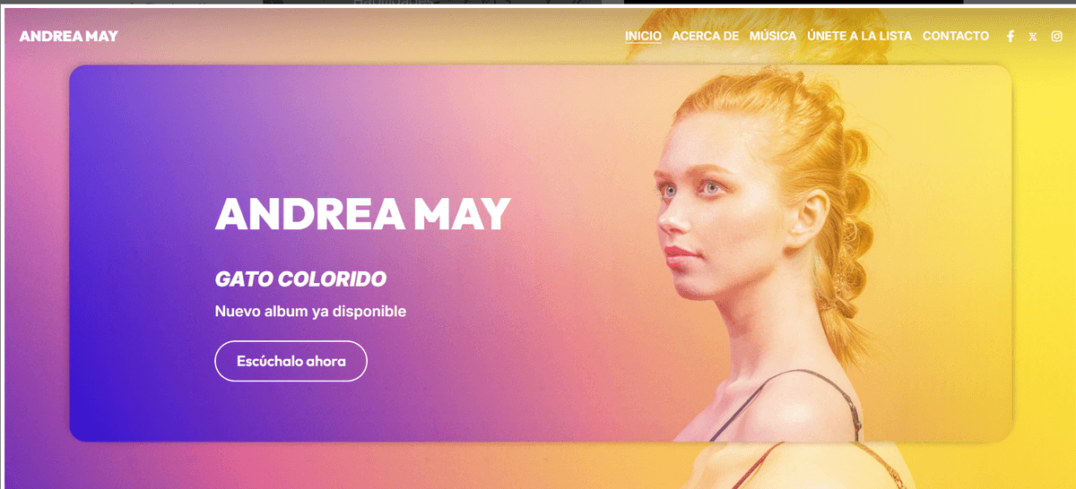 Plantilla de Andrea May de Strikingly