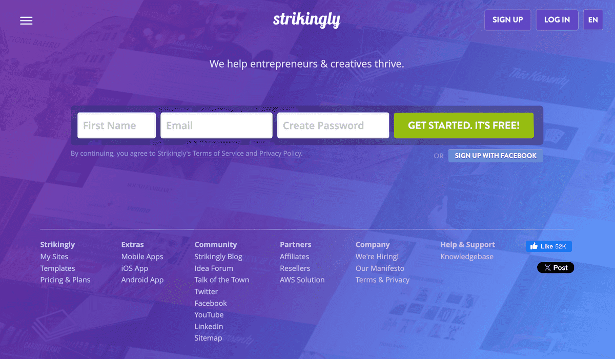 Página de destino sorprendente