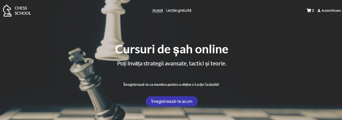 Șablon pentru școala de șah de la Strikingly