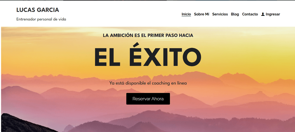 Plantilla de coach de vida personal de Strikingly