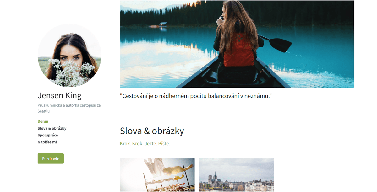 Šablona čistého blogu od Strikingly