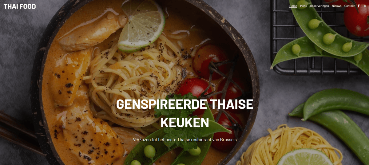 Sjabloon voor een Thais restaurant van Strikingly